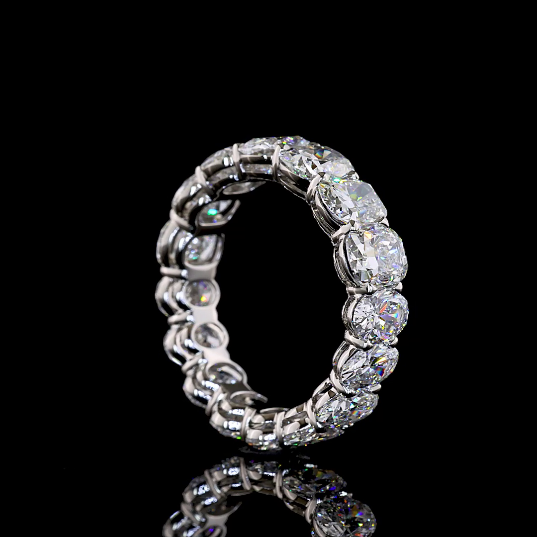 7.54 CTTW Cushion Brilliant Lab Grown Diamond Full Eternity Sz. 7.5 (E Color and VS1 Clarity)