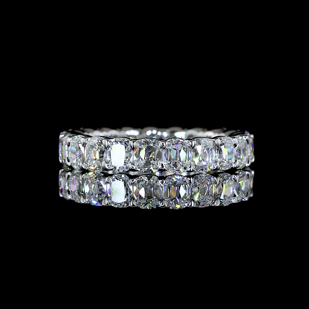 3.25 CTTW Antique Cushion Lab Grown Diamond Full Eternity Sz. 5.25 (E Color and VS1 Clarity)