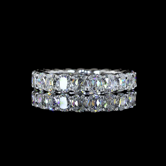 3.25 CTTW Antique Cushion Lab Grown Diamond Full Eternity Sz. 5.25 (E Color and VS1 Clarity)