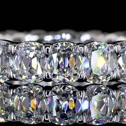 3.25 CTTW Antique Cushion Lab Grown Diamond Full Eternity Sz. 5.25 (E Color and VS1 Clarity)
