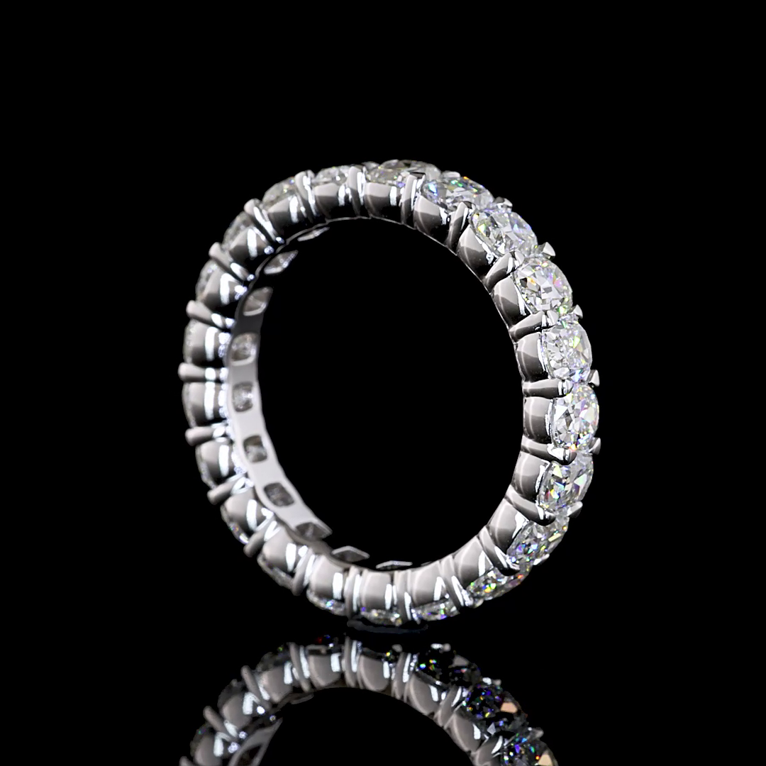 3.25 CTTW Antique Cushion Lab Grown Diamond Full Eternity Sz. 5.25 (E Color and VS1 Clarity)