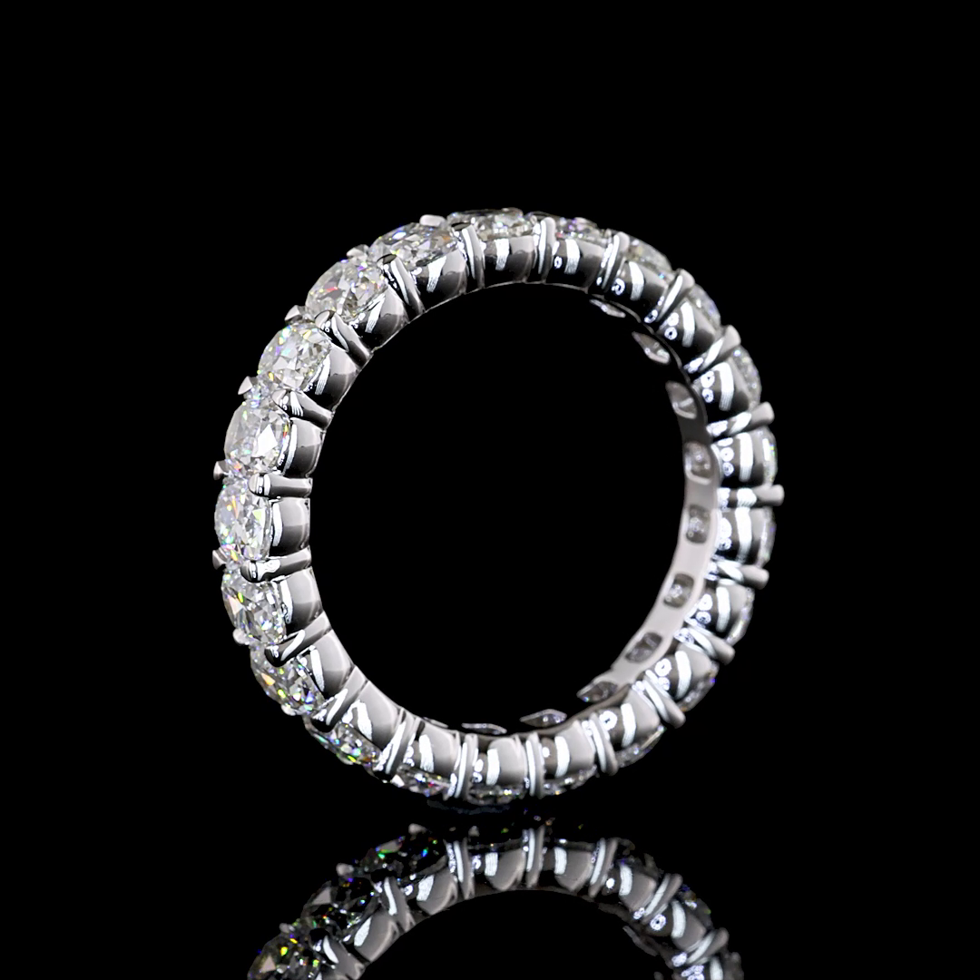 3.25 CTTW Antique Cushion Lab Grown Diamond Full Eternity Sz. 5.25 (E Color and VS1 Clarity)