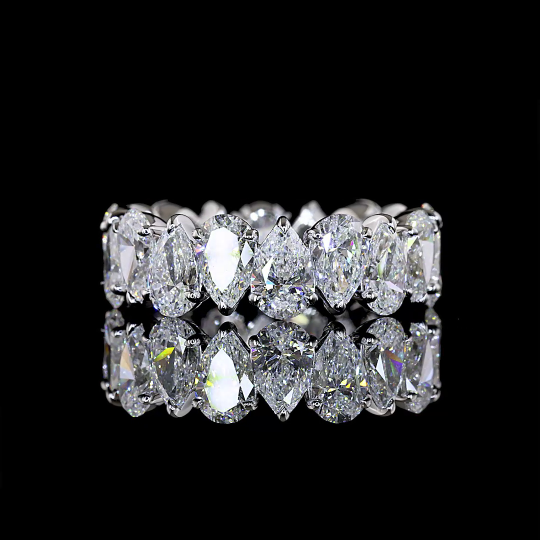 5.73 CTTW Pear Lab Grown Diamond Full Eternity Sz. 6 (E Color and VS1 Clarity)