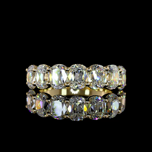 3.30 CTTW Antique Cushion Lab Grown Diamond 7 Stones Eternity Band Sz. 6.5 (E Color and VS1 Clarity)