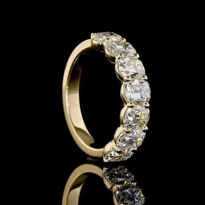 3.22 CTTW Antique Cushion Lab Grown Diamond 7 Stones Eternity Band Sz. 6.5 (E Color and VS1 Clarity)