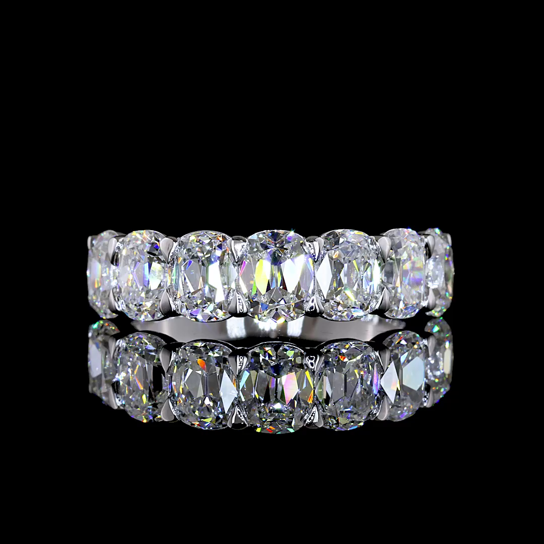 3.13 CTTW Antique Cushion Lab Grown Diamond 7 Stones Eternity Band Sz. 6.5 (E Color and VS1 Clarity)