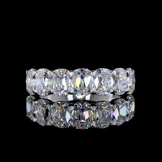 3.13 CTTW Antique Cushion Lab Grown Diamond 7 Stones Eternity Band Sz. 6.5 (E Color and VS1 Clarity)