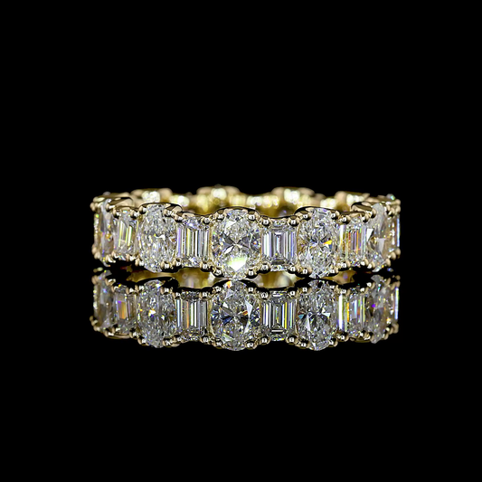 3.28 CTTW Oval Lab Grown Diamond Full Eternity Sz. 5.75 (E Color and VS1 Clarity)