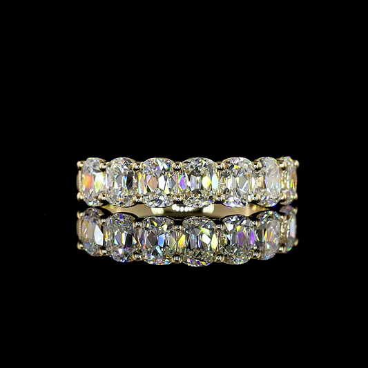 2.13 CTTW Antique Cushion Lab Grown Diamond 7 Stones Eternity Band Sz. 6.5 (E Color and VS1 Clarity)