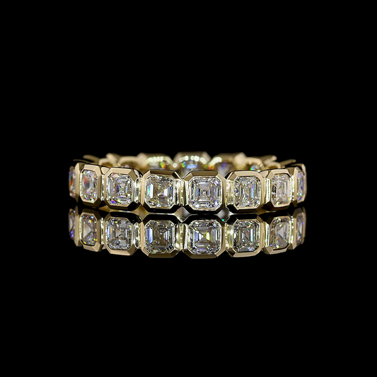 2.17 CTTW Asscher Lab Grown Diamond Full Eternity Sz. 6.5 (E Color and VS1 Clarity)