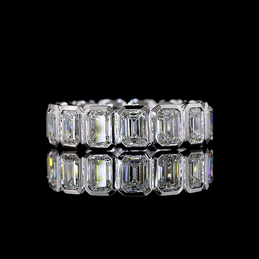 4.40 CTTW Emerald Lab Grown Diamond Full Eternity Sz. 6.5 (E Color and VS1 Clarity)