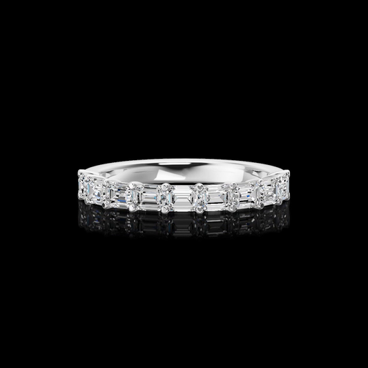 0.99 CTTW Emerald Lab Grown Diamond Half Eternity Band Sz. 6.5 (E Color and VS1 Clarity)