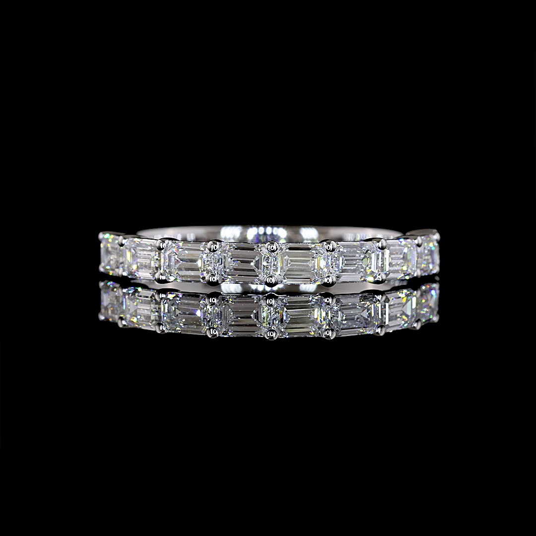 1.00 CTTW Emerald Lab Grown Diamond Half Eternity Band Sz. 6.5 (E Color and VS1 Clarity)