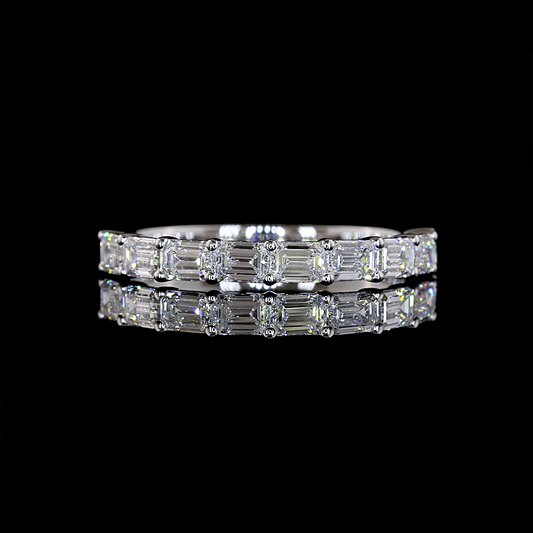 1.00 CTTW Emerald Lab Grown Diamond Half Eternity Band Sz. 6.5 (E Color and VS1 Clarity)