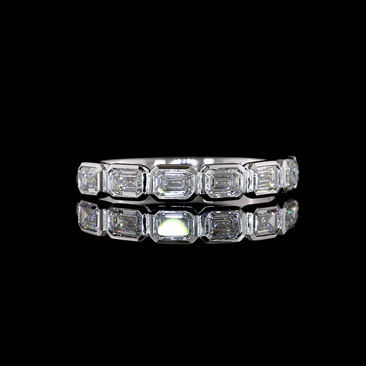 1.05 CTTW Emerald Lab Grown Diamond 7 Stones Eternity Band Sz. 6.5 (F/E Color and VS1 Clarity)