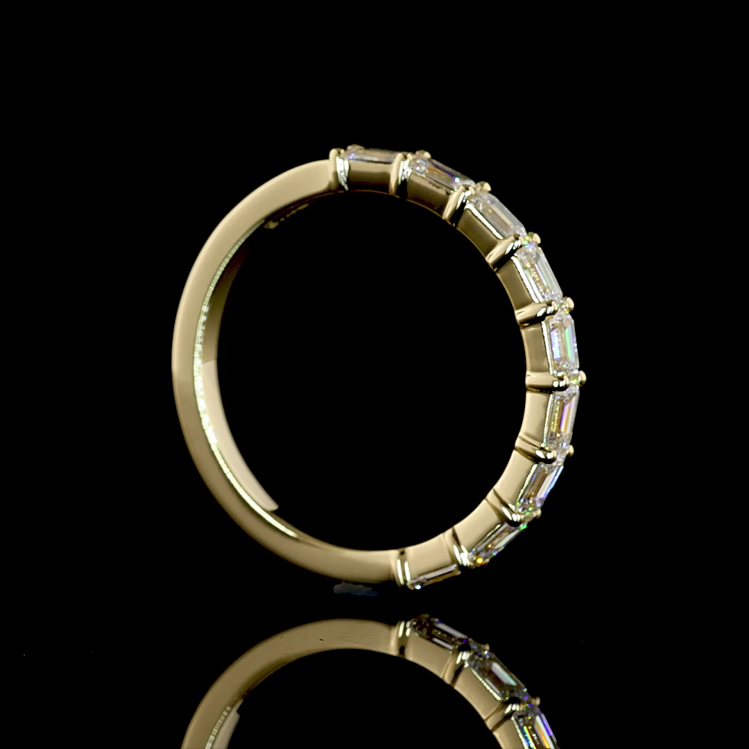 1.02 CTTW Emerald Lab Grown Diamond Half Eternity Band Sz. 6.5