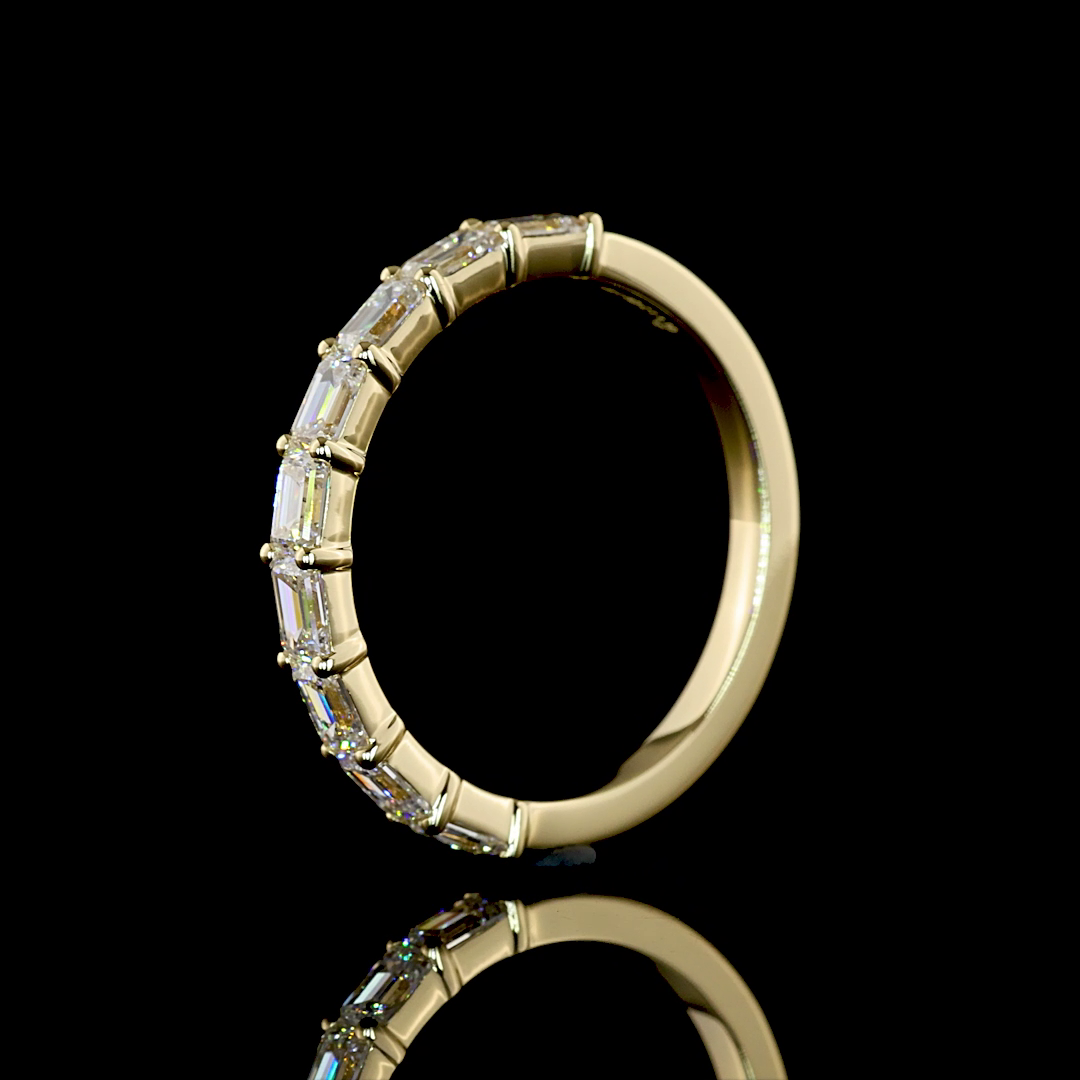1.02 CTTW Emerald Lab Grown Diamond Half Eternity Band Sz. 6.5