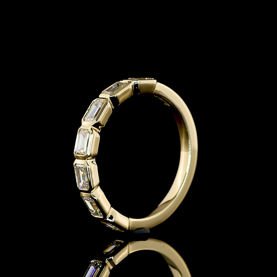 1.06 CTTW Emerald Lab Grown Diamond 7 Stones Eternity Band Sz. 6.5 (E Color and VS1 Clarity)