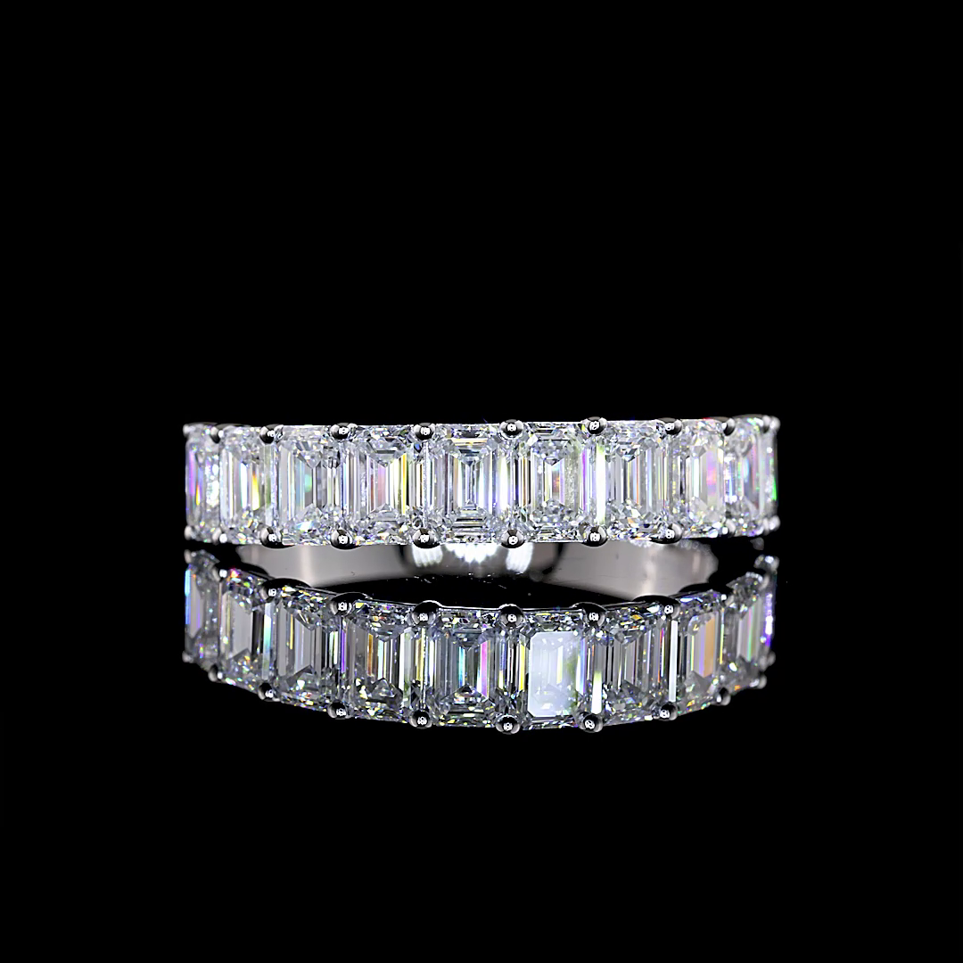 2.85 CTTW Emerald Lab Grown Diamond Half Eternity Band Sz. 8.5 (E Color and VS1 Clarity)