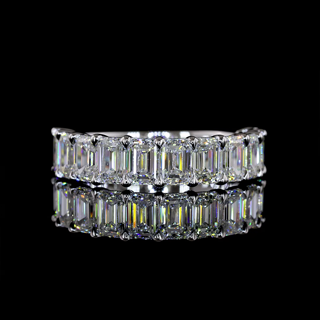 3.14 CTTW Emerald Lab Grown Diamond Half Eternity Band Sz. 6.5 (E Color and VS1 Clarity)
