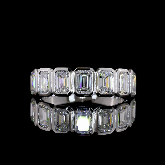 2.04 CTTW Emerald Lab Grown Diamond 7 Stones Eternity Band Sz. 6.5 (E Color and VS1 Clarity)