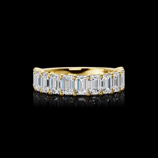 3.17 CTTW Emerald Lab Grown Diamond Half Eternity Band Sz. 6.5 (E Color and VS1 Clarity)