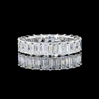 3.99 CTTW Emerald Lab Diamond Full Eternity Sz. 6 14k White Gold (F Color and VS1 Clarity)