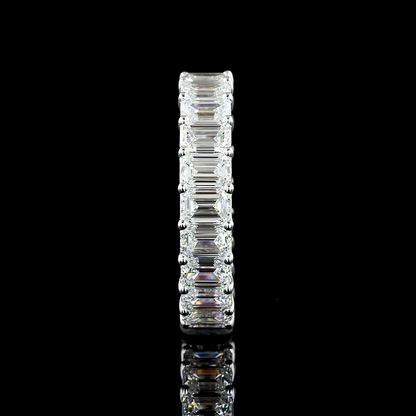 3.99 CTTW Emerald Lab Diamond Full Eternity Sz. 6 14k White Gold (F Color and VS1 Clarity)