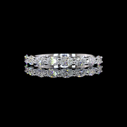 0.85 CTTW Oval Lab Grown Diamond Half Eternity Band Sz. 6.5 (E Color and VS1 Clarity)