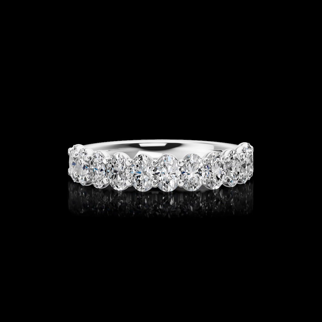 1.48 CTTW Oval Lab Grown Diamond Half Eternity Band Sz. 6.5 (E Color and VS1 Clarity)