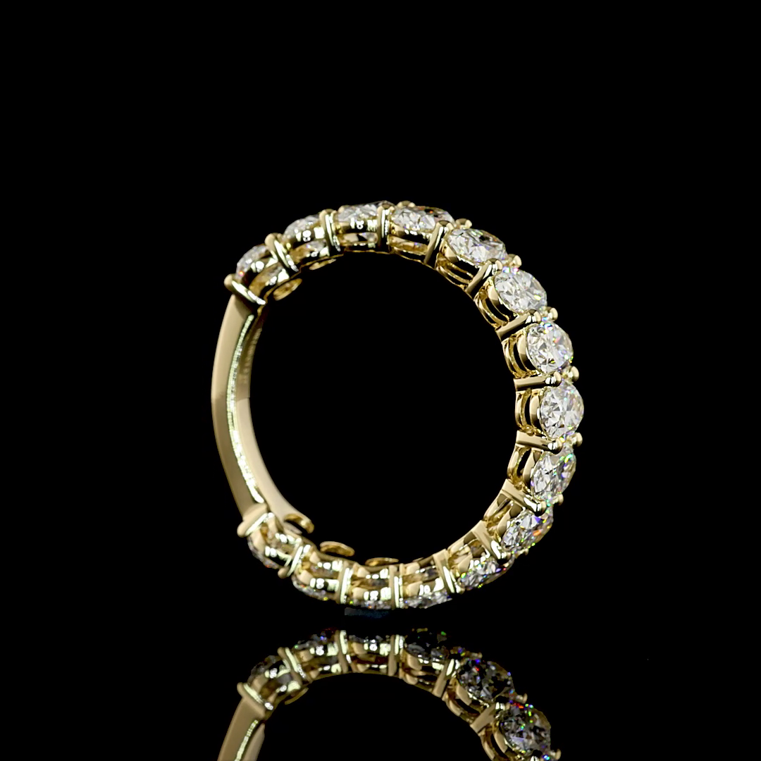 3.27 CTTW Oval Lab Grown Diamond 3/4 Eternity Band Sz. 6.5 (F Color and VS2 Clarity)