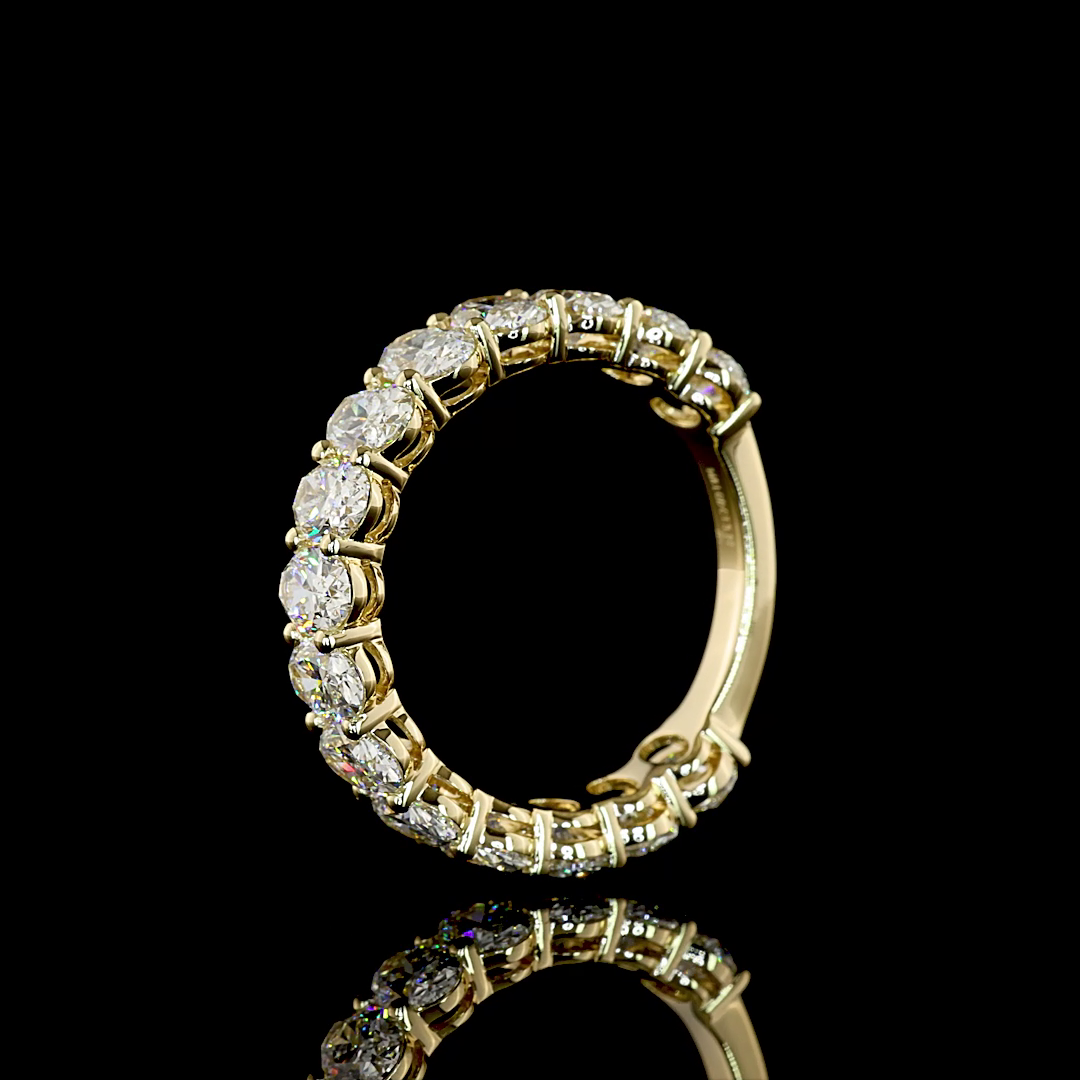 3.27 CTTW Oval Lab Grown Diamond 3/4 Eternity Band Sz. 6.5 (F Color and VS2 Clarity)