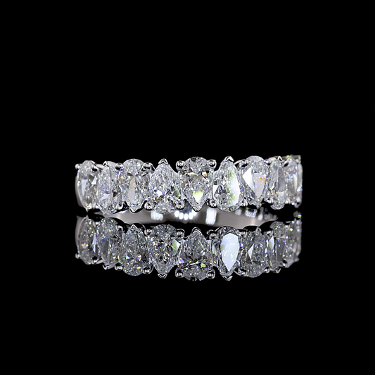 1.63 CTTW Pear Lab Grown Diamond Half Eternity Band Sz. 6.5 (E Color and VS1 Clarity)