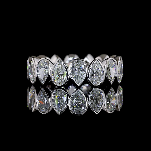 3.63 CTTW Pear Lab Grown Diamond Full Eternity Sz. 6.5 (E Color and VS1 Clarity)