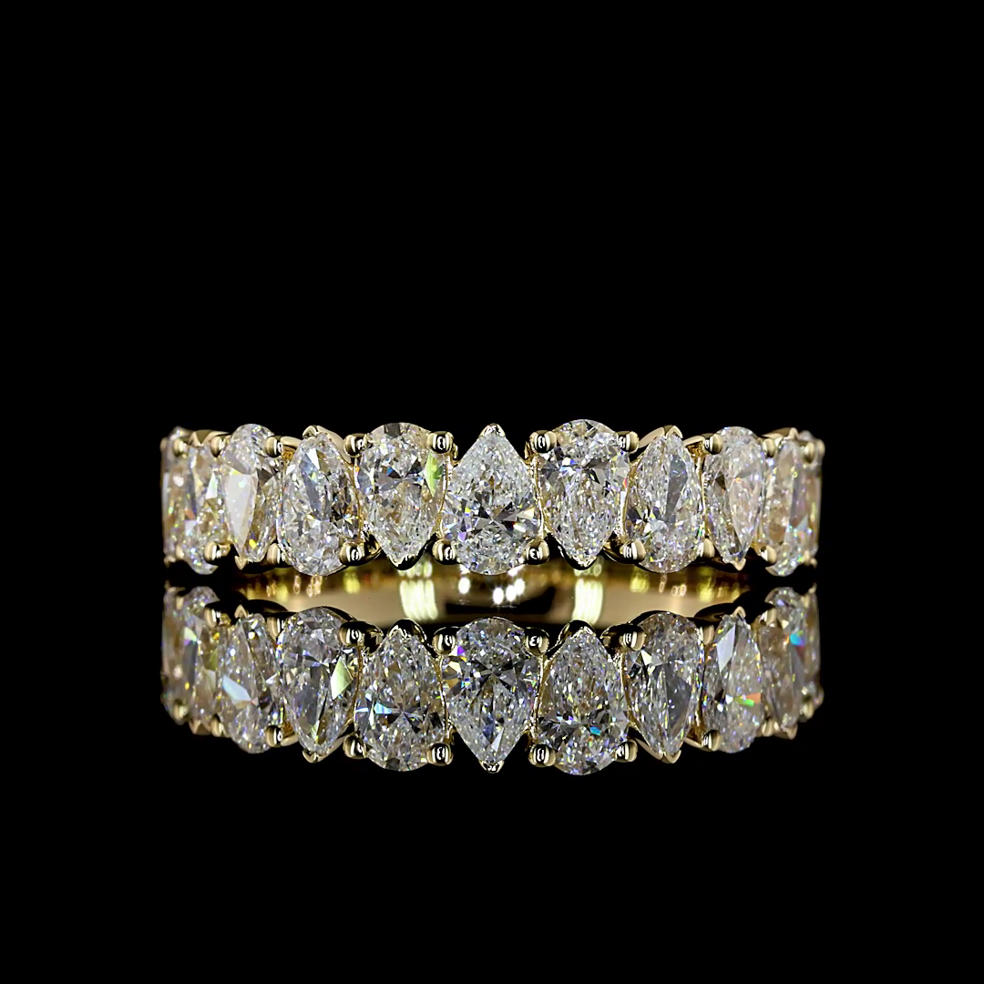 1.58 CTTW Pear Lab Grown Diamond Half Eternity Band Sz. 6.5 (E Color and VS1 Clarity)