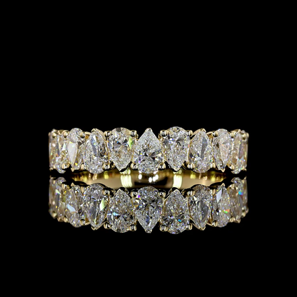 1.58 CTTW Pear Lab Grown Diamond Half Eternity Band Sz. 6.5 (E Color and VS1 Clarity)
