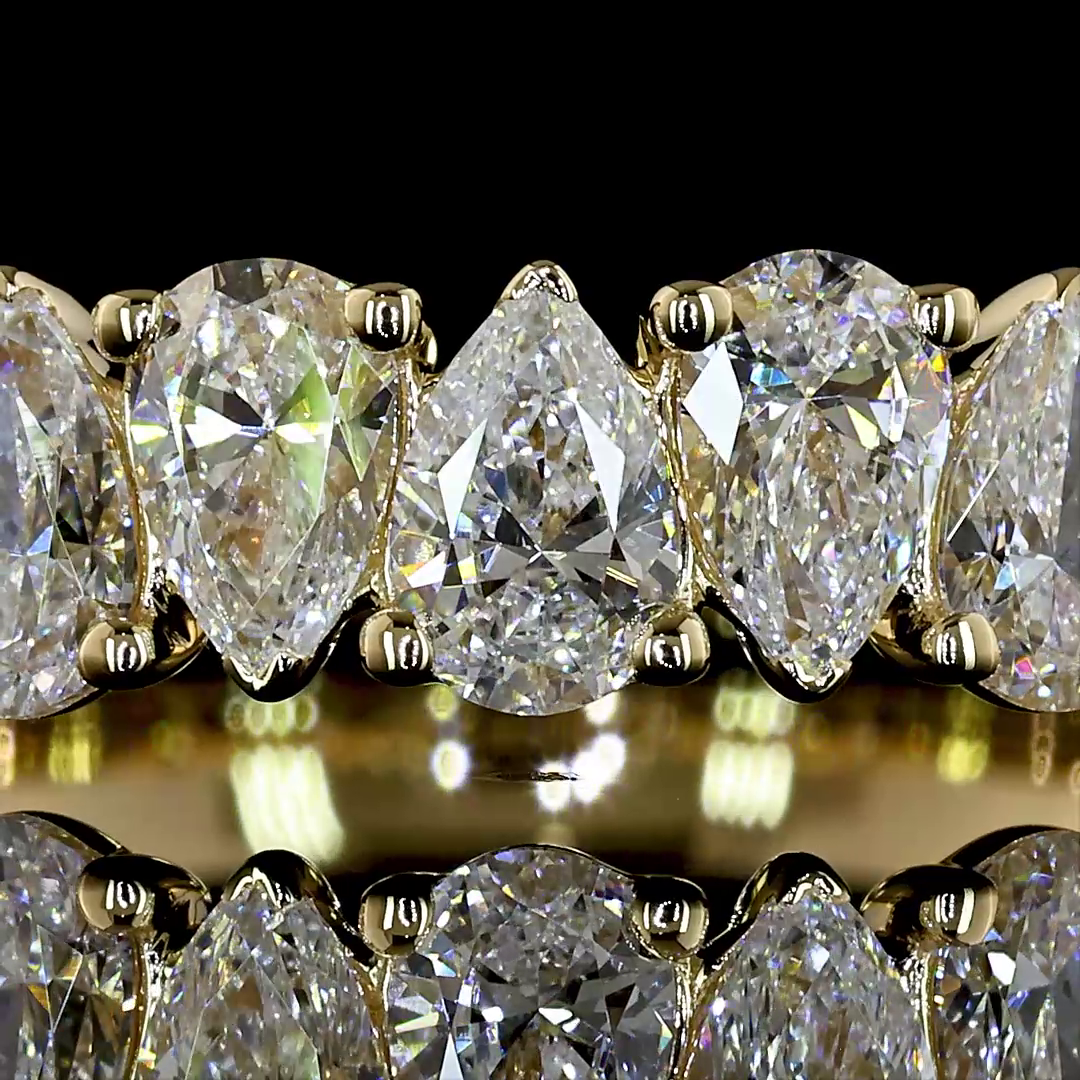 1.58 CTTW Pear Lab Grown Diamond Half Eternity Band Sz. 6.5 (E Color and VS1 Clarity)