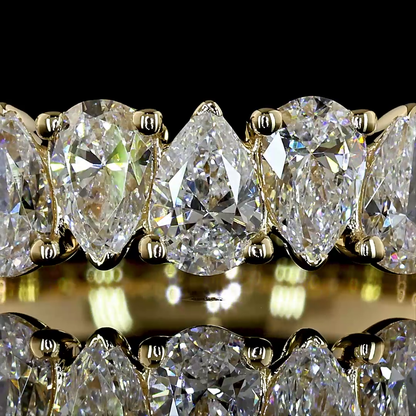 1.58 CTTW Pear Lab Grown Diamond Half Eternity Band Sz. 6.5 (E Color and VS1 Clarity)