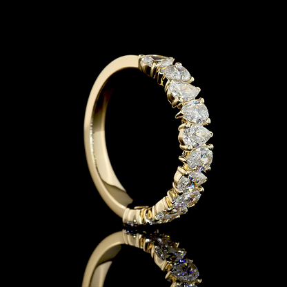 1.58 CTTW Pear Lab Grown Diamond Half Eternity Band Sz. 6.5 (E Color and VS1 Clarity)