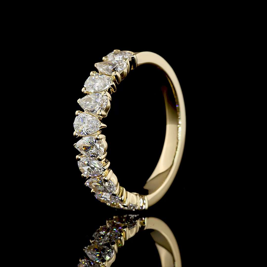 1.58 CTTW Pear Lab Grown Diamond Half Eternity Band Sz. 6.5 (E Color and VS1 Clarity)
