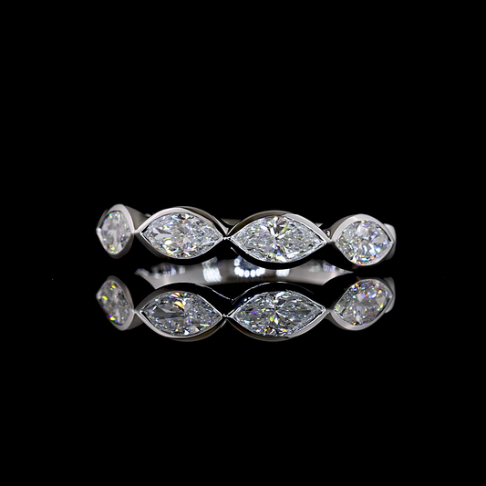 1.34 CTTW Marquise Lab Grown Diamond 5 Stones Eternity Band Sz. 6.5 (E Color and VS1 Clarity)