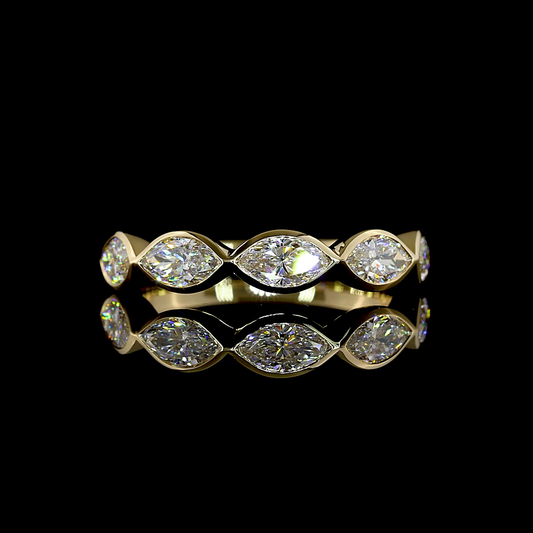 1.35 CTTW Marquise Lab Grown Diamond 5 Stones Eternity Band Sz. 6.5 (E Color and VS1 Clarity)