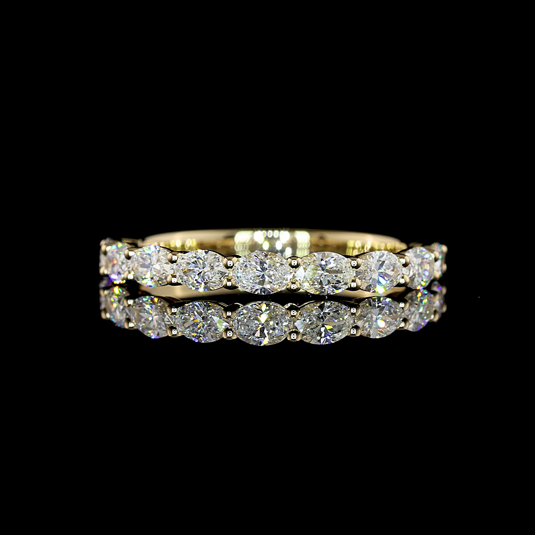 0.93 CTTW Oval Lab Grown Diamond Half Eternity Band Sz. 6.5 (E Color and VS1 Clarity)