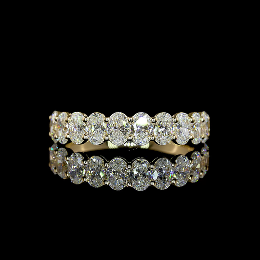 1.47 CTTW Oval Lab Grown Diamond Half Eternity Band Sz. 6.5 (E Color and VS1 Clarity)