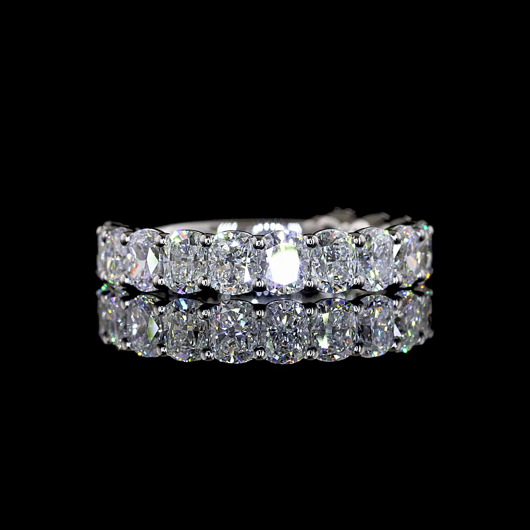 3.22 CTTW Cushion Brilliant Lab Grown Diamond 3/4 Eternity Band Sz. 7.75 (E Color and VS1 Clarity)