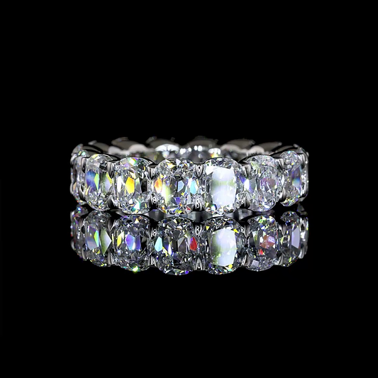 5.61 CTTW Antique Cushion Lab Grown Diamond Full Eternity Sz. 4.75 (E Color and VS1 Clarity)