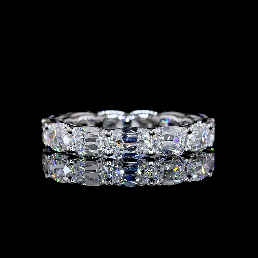 4.05 CTTW Antique Cushion Lab Grown Diamond Full Eternity Sz. 5.5 (F Color and VS1 Clarity)