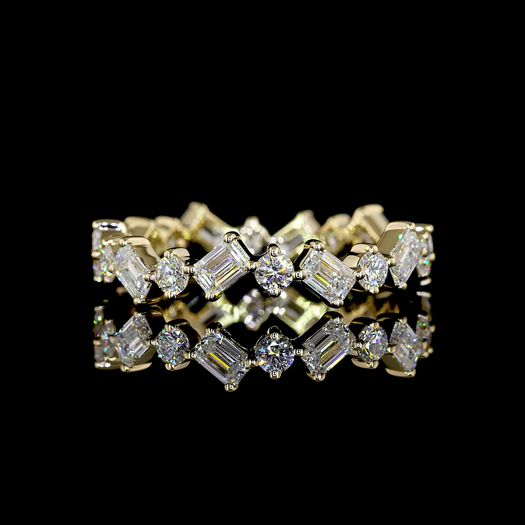 1.30 CTTW Emerald Lab Grown Diamond Full Eternity Sz. 5.5 (F Color and VVS2 Clarity)