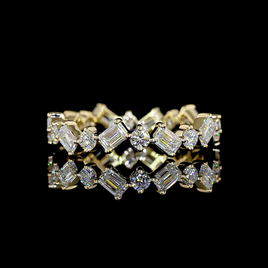 1.30 CTTW Emerald Lab Grown Diamond Full Eternity Sz. 5.5 (F Color and VVS2 Clarity)
