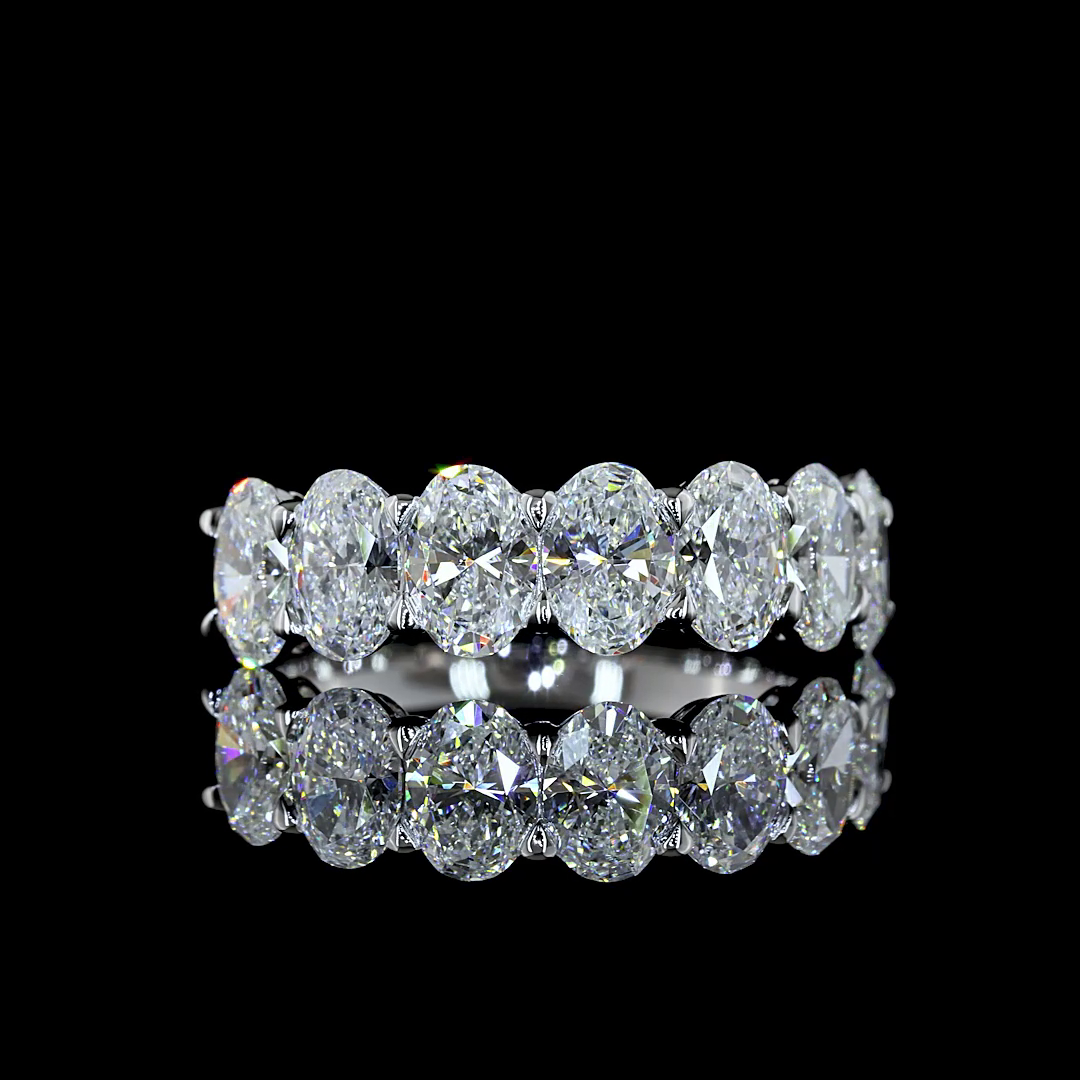 2.26 CTTW Oval Lab Grown Diamond 7 Stones Eternity Band Sz. 5.75 (E Color and VS1 Clarity)
